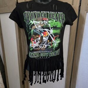 13th Thunder Beach Bike Week Panama City Beach T-Shirt Black Motorcyle Size S